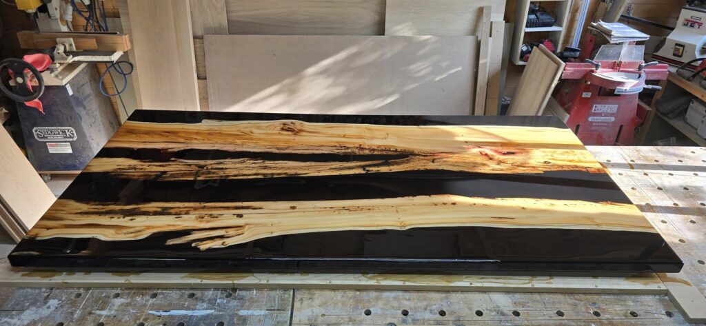 Yew planks bought by R W Joinery for a beautiful bespoke dining table
